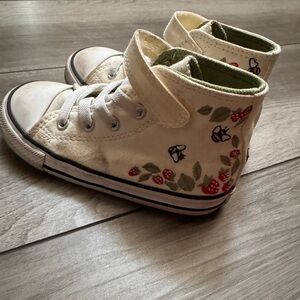 Cream converse toddler high tops strawberries & bees